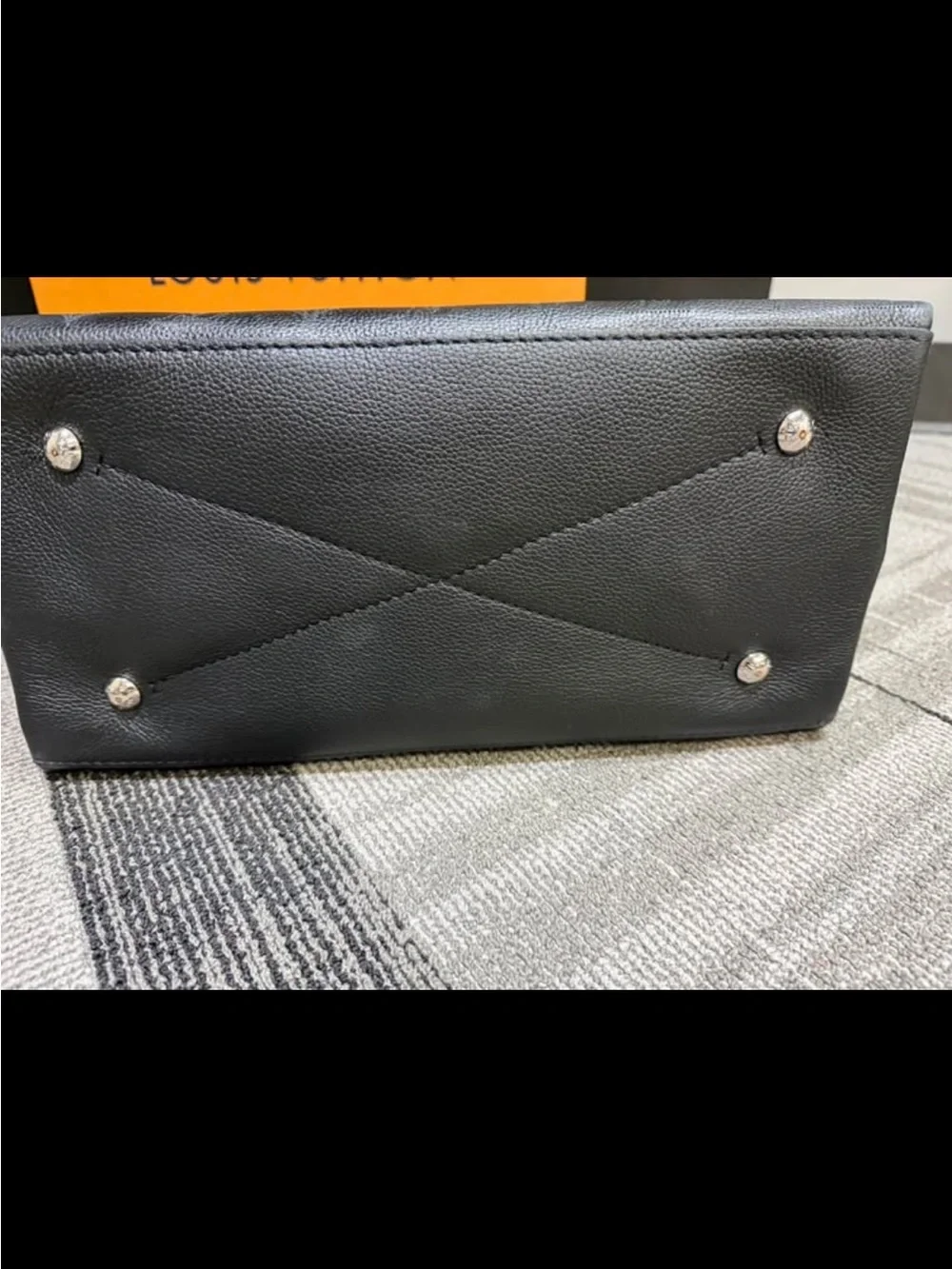 Louis Vuitton Black Embossed Leather Satchel with Braided Handle